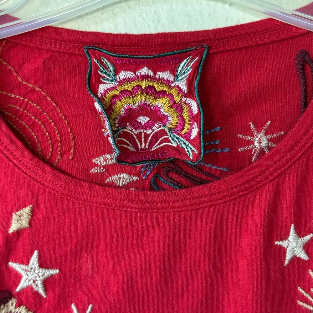 Johnny Was Victoria Red Embroidered pullover shirt size XS - Picture 5 of 11